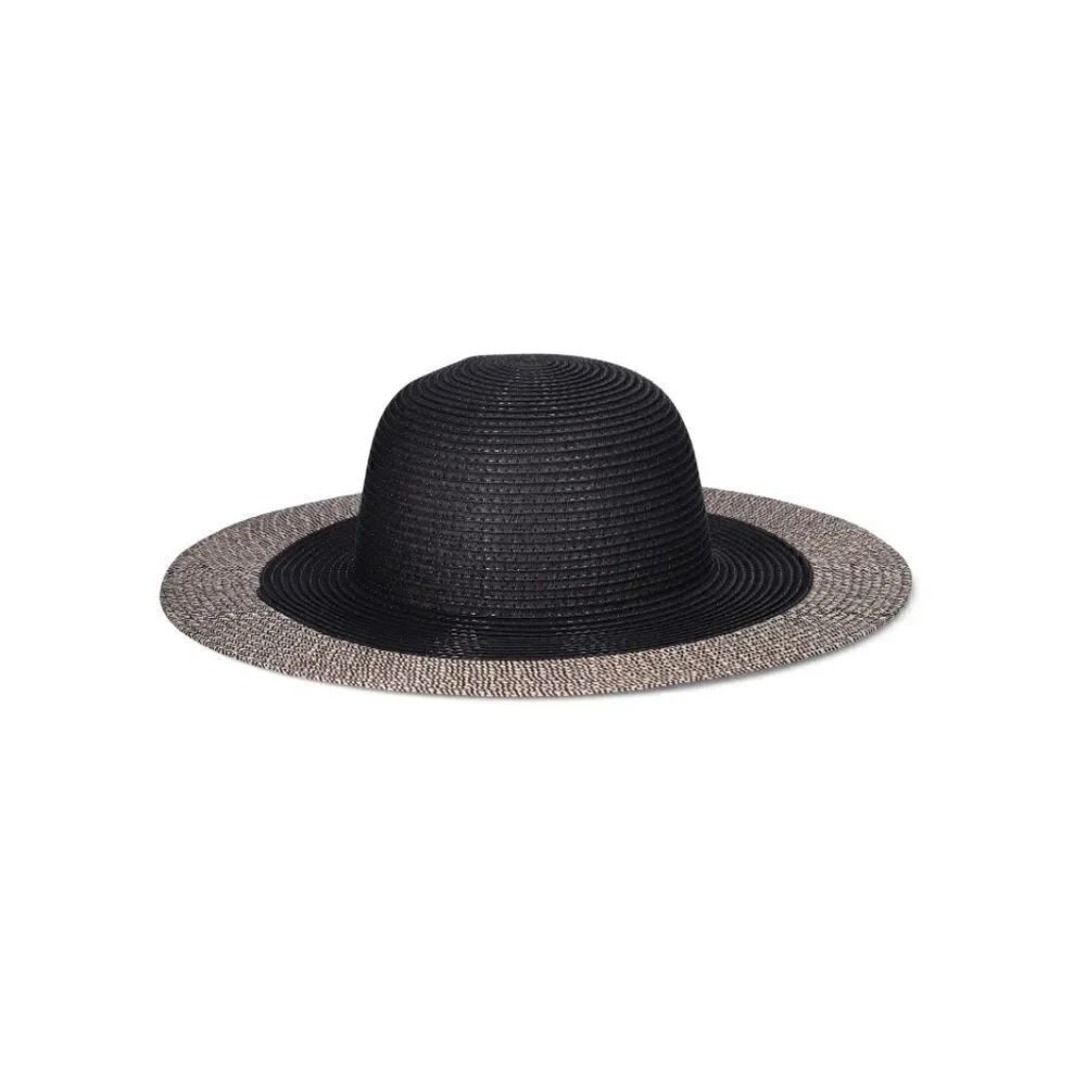 New Time and Tru Women's Striped Floppy Straw Hat, One Size - Picture 2 of 8